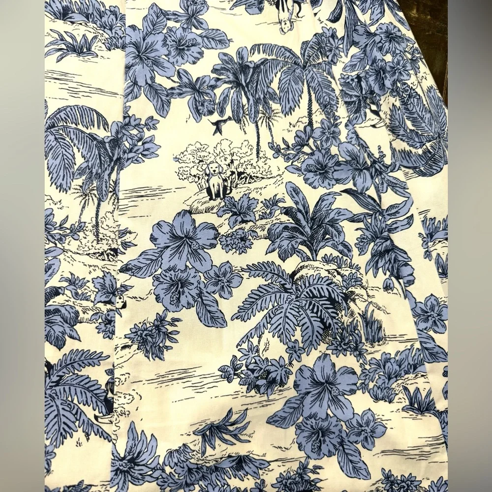 NWOT Joie White Blue Hawaiian Print Cap Sleeve Fit & Flare Midi Dress Sz 4 - Picture 6 of 14